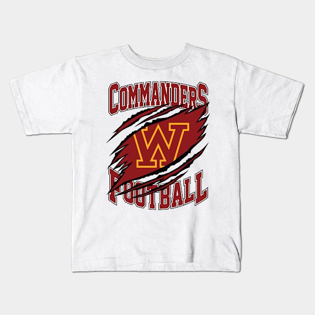 Washington Commanders Football Kids T-Shirt by Cemploex_Art